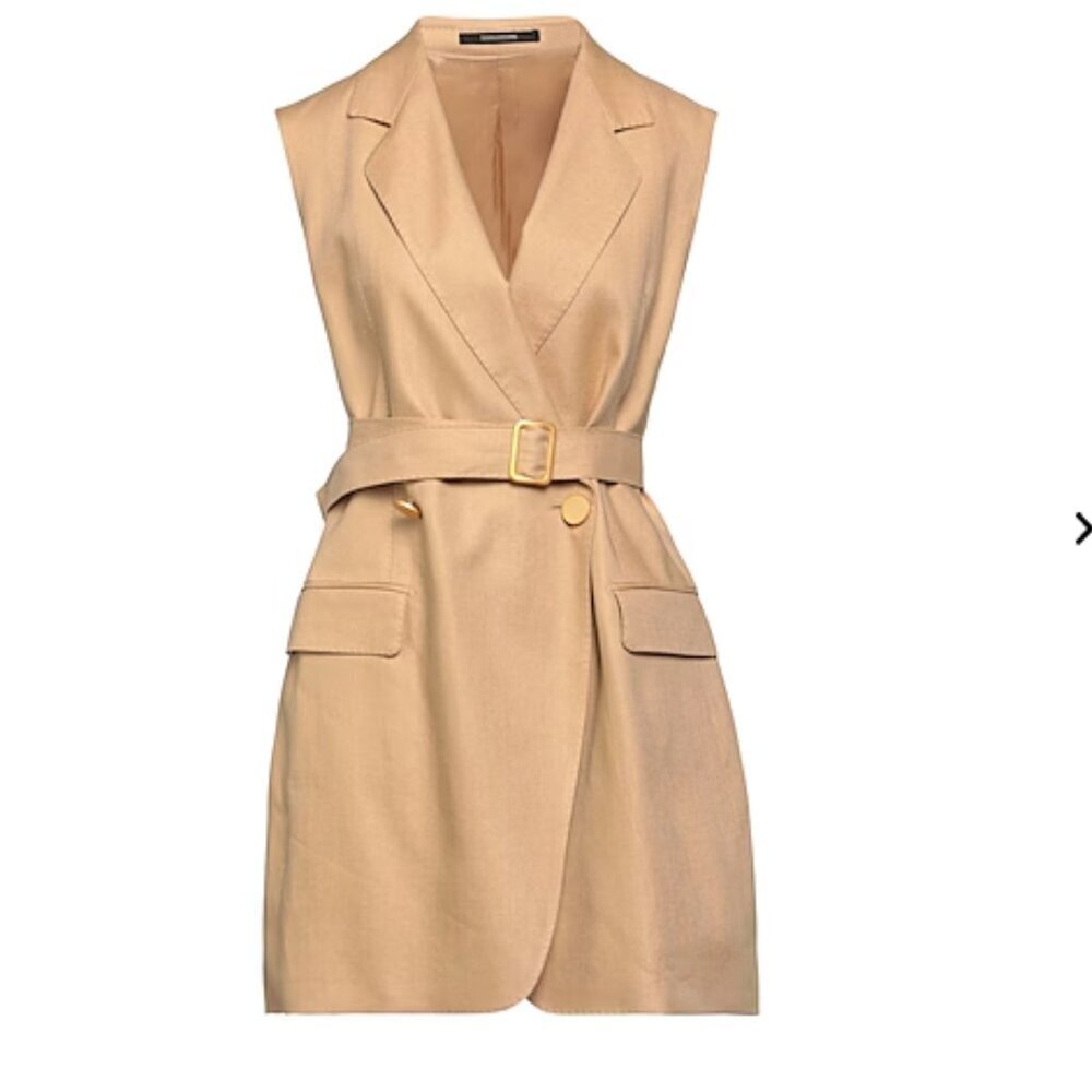 Tagliatore 100% Linen Tan Harmony Blazer Vest Dress EU 40 / US 8  $525